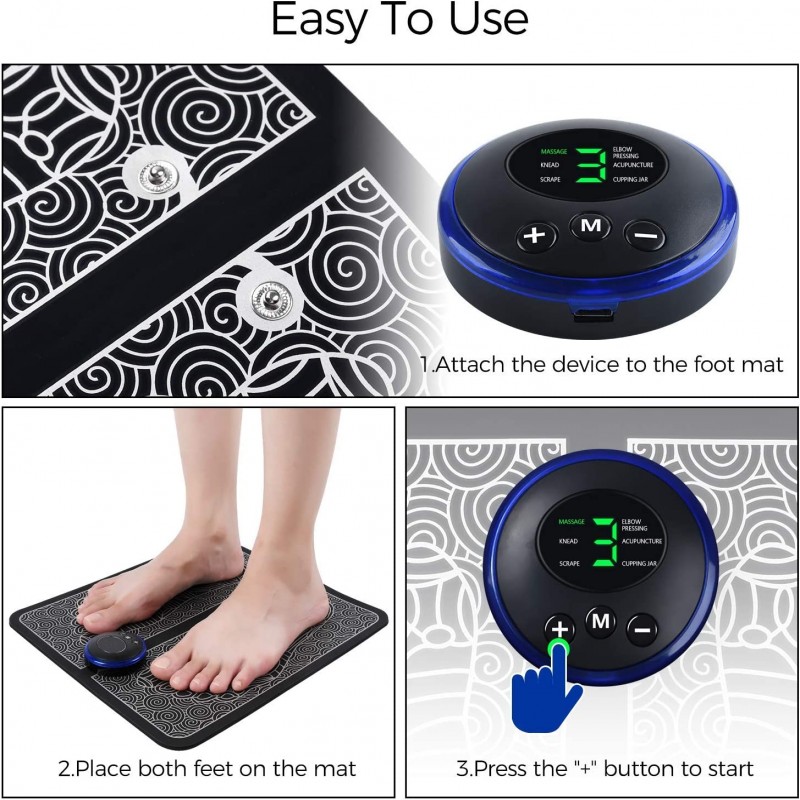 Folding Portable Electric Foot Massager Mat with 6 Modes