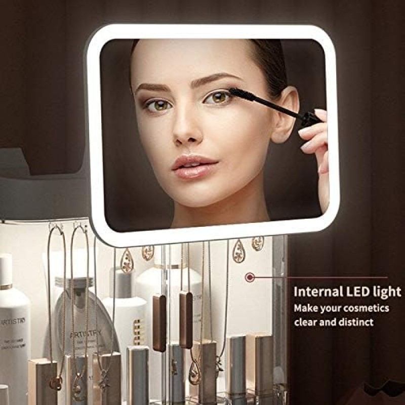 Cosmetic Storage Box With Mirror Led Light