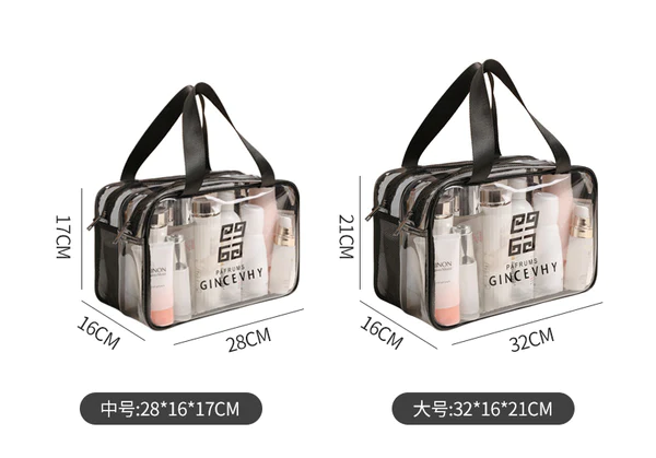 Double Layer Water Proof Cosmetic Bag Transparent Large-capacity
