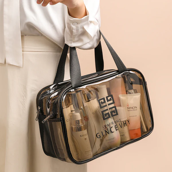 Double Layer Water Proof Cosmetic Bag Transparent Large-capacity