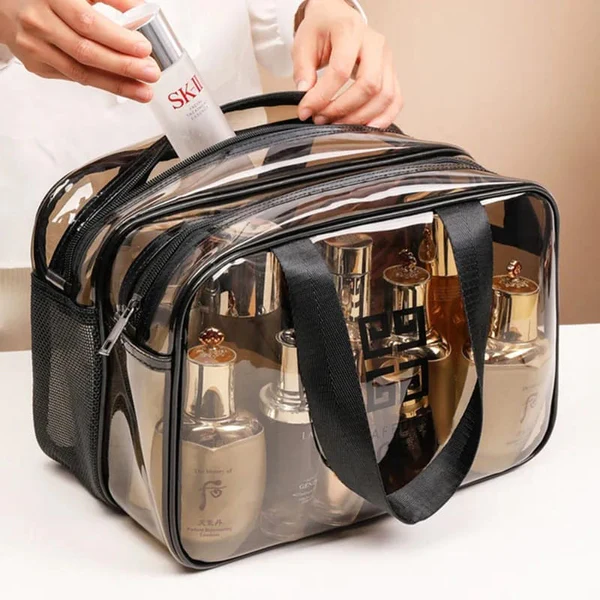 Double Layer Water Proof Cosmetic Bag Transparent Large-capacity