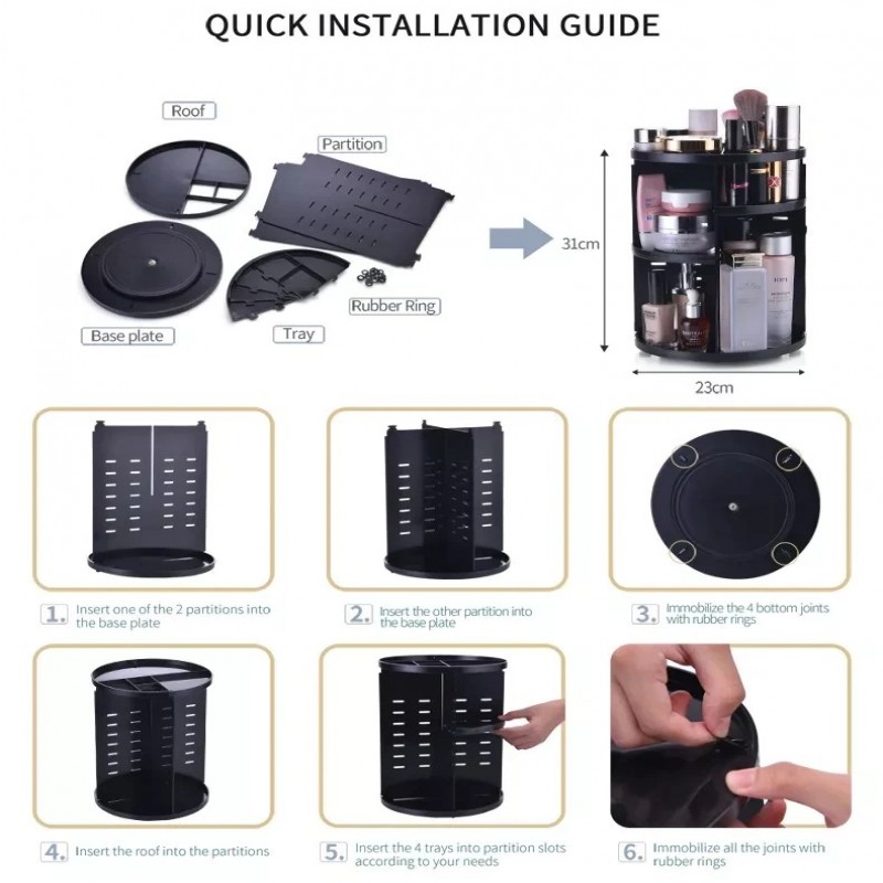Rotating Cosmetic Organizer Large Capacity