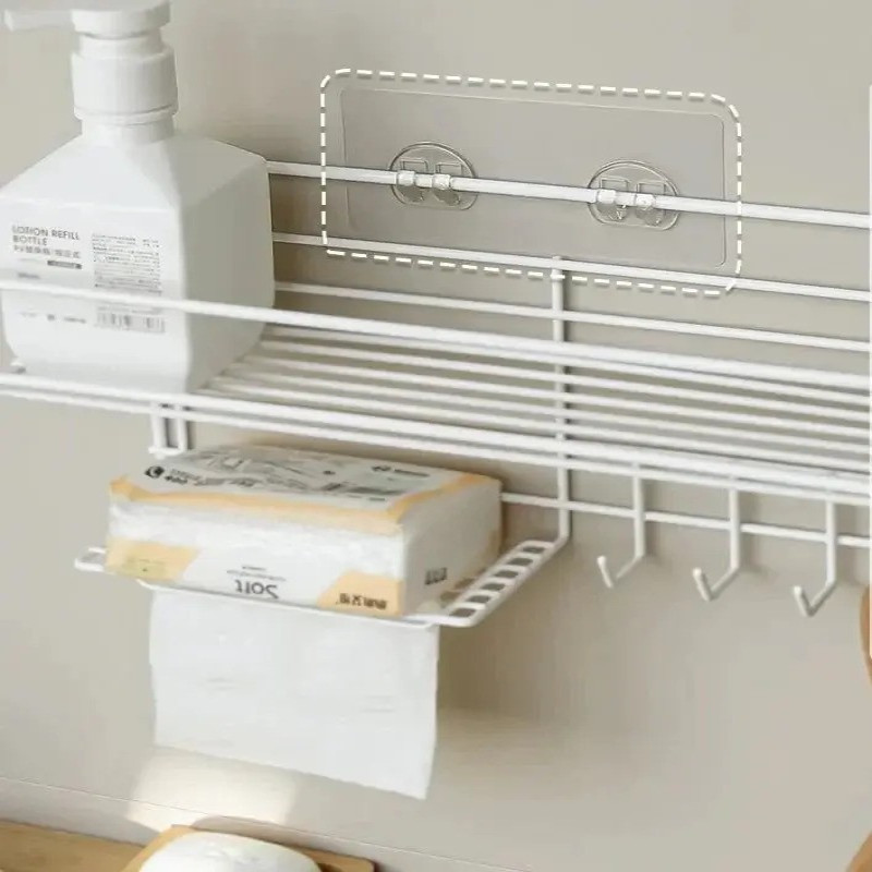 Bathroom Storage Shelf with Hooks and Soap Dish