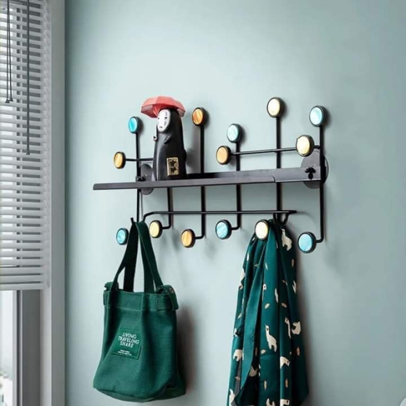 Nordic Style Wall Shelf With Hooks