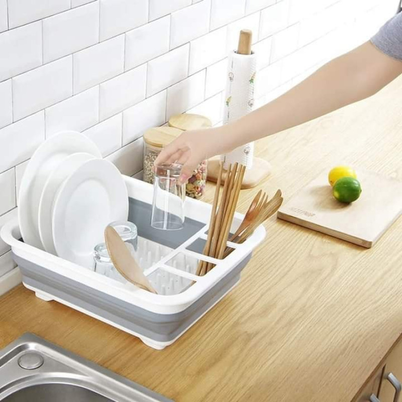 Silicone foldable drainer dish rack