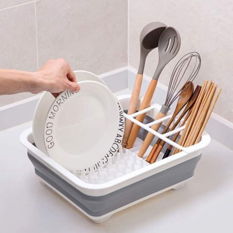 Silicone foldable drainer dish rack