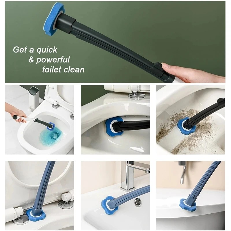 Deep Cleaning Toilet Brush And Holder Set Disposable