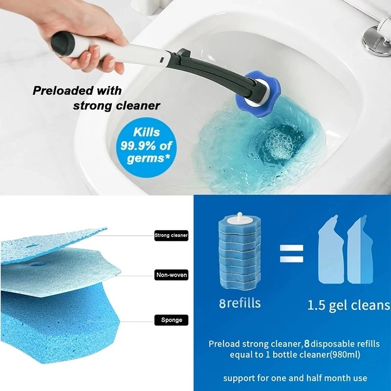 Deep Cleaning Toilet Brush And Holder Set Disposable
