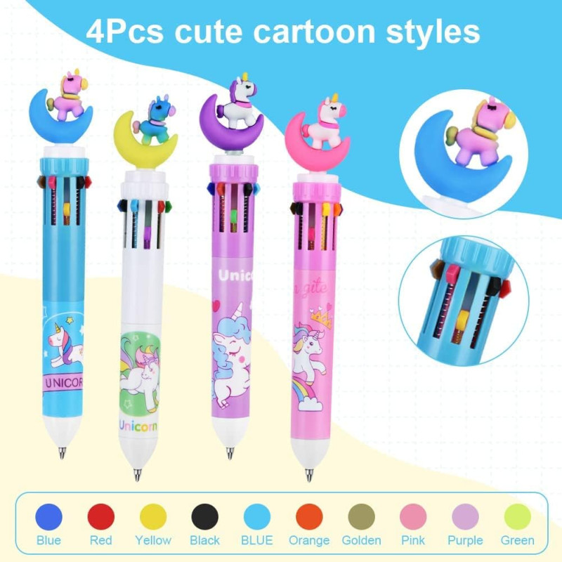 Multicolor Ball Pen, 5-in-1 Retractable Ballpoint Pens, 10 colours Roller Ball Multicolor Pens for Office School Supplies Students