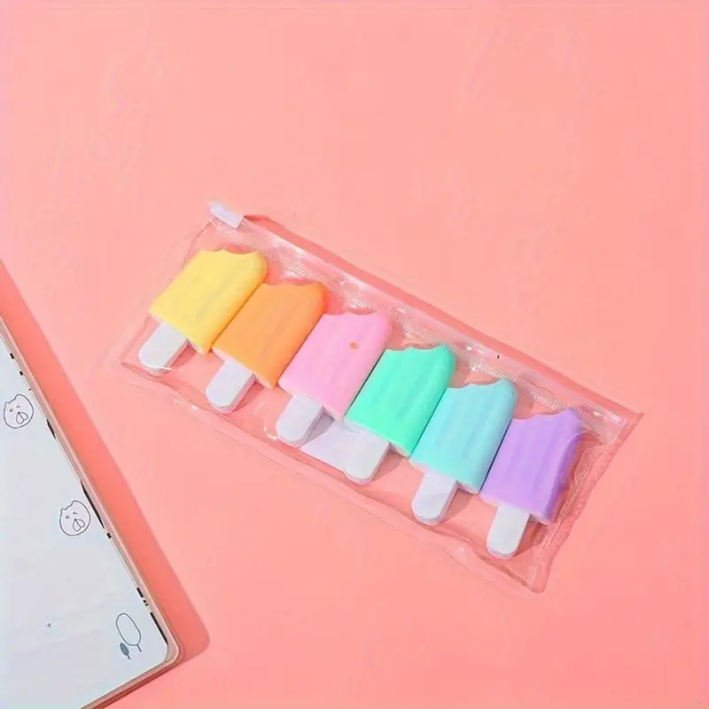 6pcs Mini Ice Cream Popsicle Highlighter