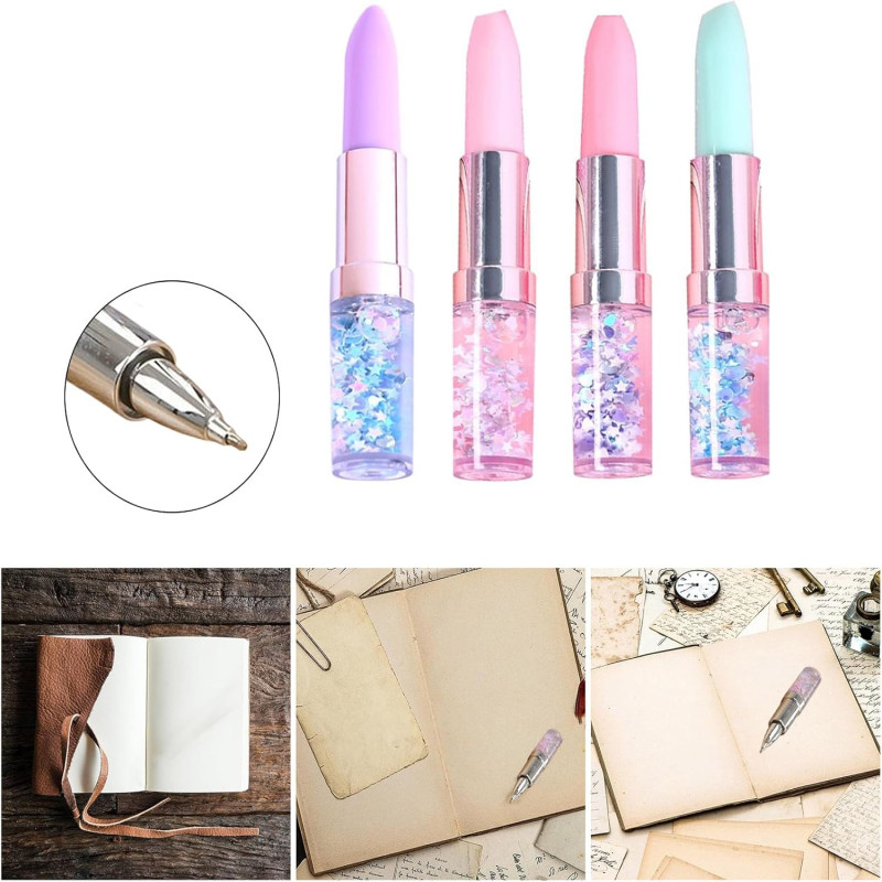 Lipstick Shaped Gel Pen Liquid Sand Pen 0.5MM Small Size Gel Pen Write Smoothly