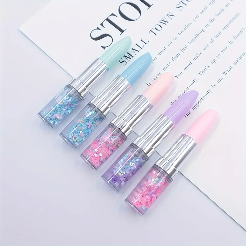 Lipstick Shaped Gel Pen Liquid Sand Pen 0.5MM Small Size Gel Pen Write Smoothly