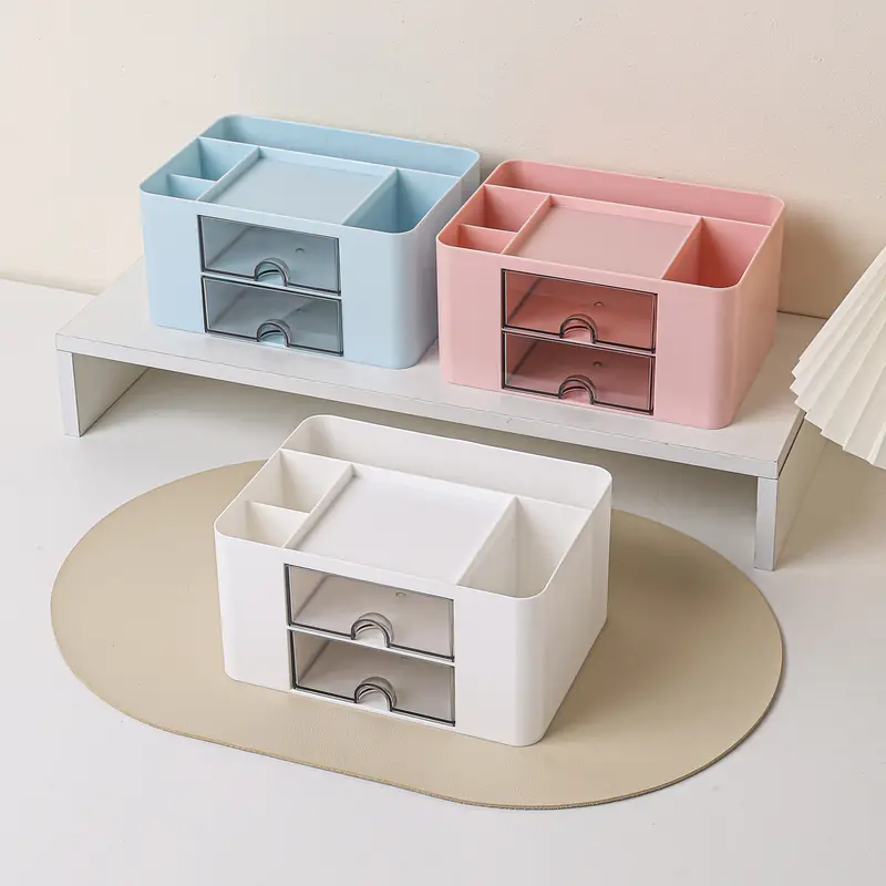 Stationary Organizer With 2 Drawers, Multi-Functional Pencil Holder For Desk, Holder Storage Box For Desk, Office Supplies