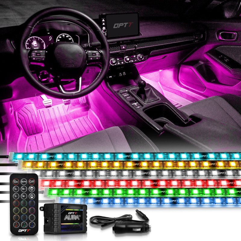 7 Color LED Car Interior Ambient Light | Remote Controlled - Atmosphere Lighting