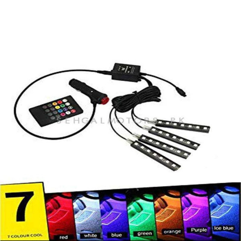 7 Color LED Car Interior Ambient Light | Remote Controlled - Atmosphere Lighting