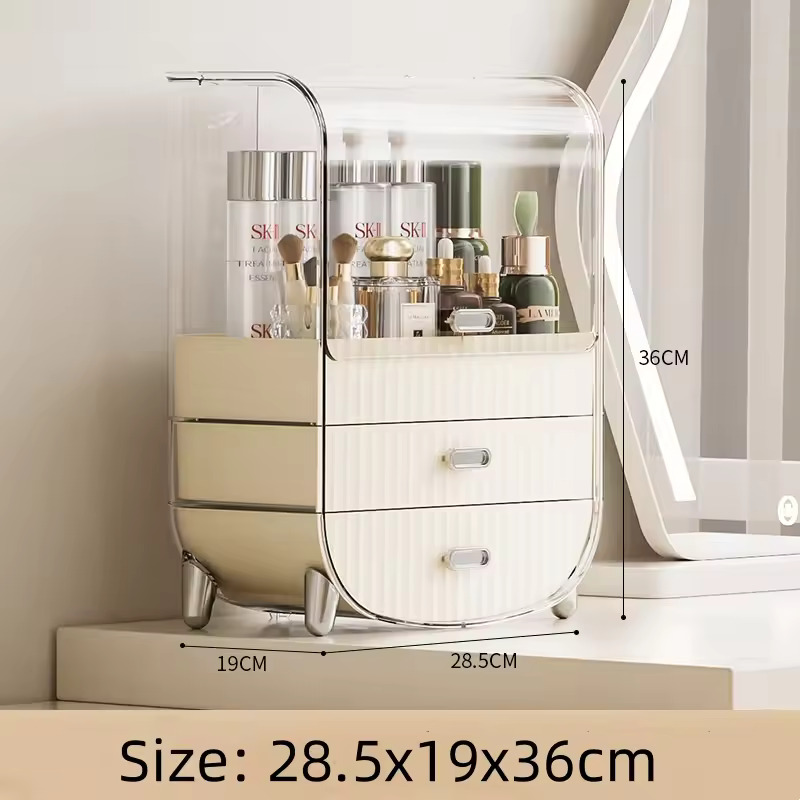Transparent Drawer-Type Cosmetics Storage Box Jewelry Skincare Products Organizer Tabletop Dust-proof Insect-proof Storage Box