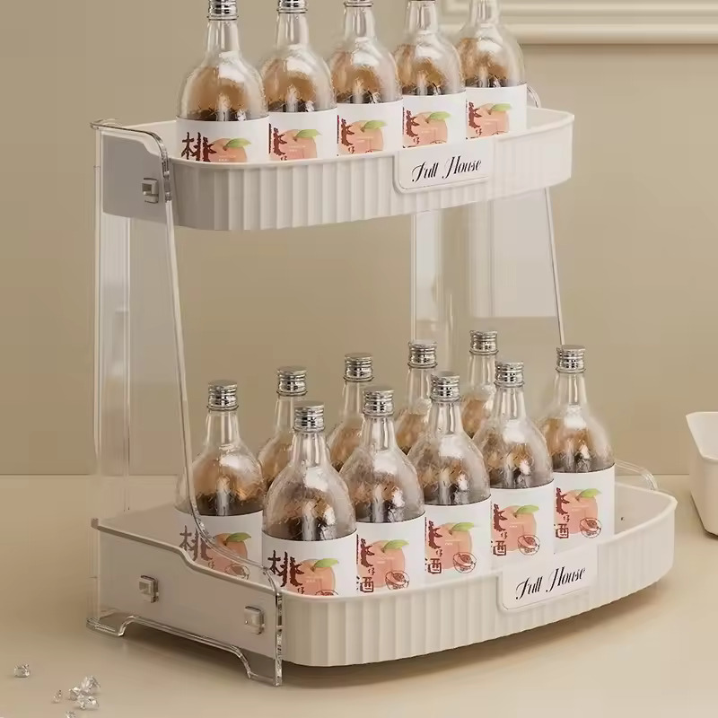 Desktop Double Layer Bathroom Organizer Shelf Cosmetic Storage Rack Waterproof Skincare Lipstick Makeup Perfume Holder