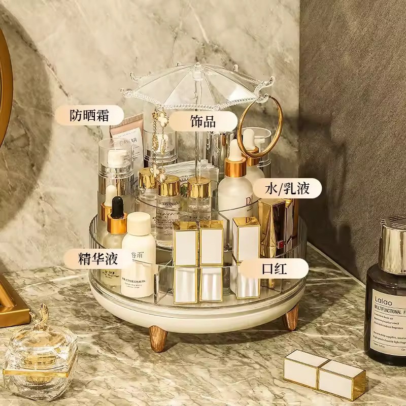 Luxury Makeup Organizers 360 Rotation Transparent Storage Box Storage Shelf Cosmetic Storage Box Bathroom Organizer Home Storage