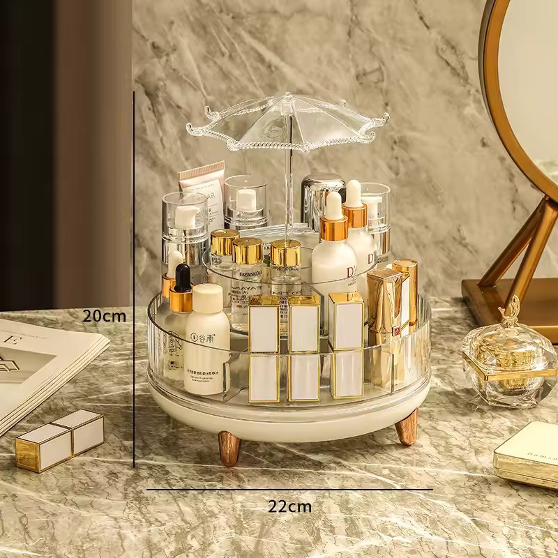Luxury Makeup Organizers 360 Rotation Transparent Storage Box Storage Shelf Cosmetic Storage Box Bathroom Organizer Home Storage