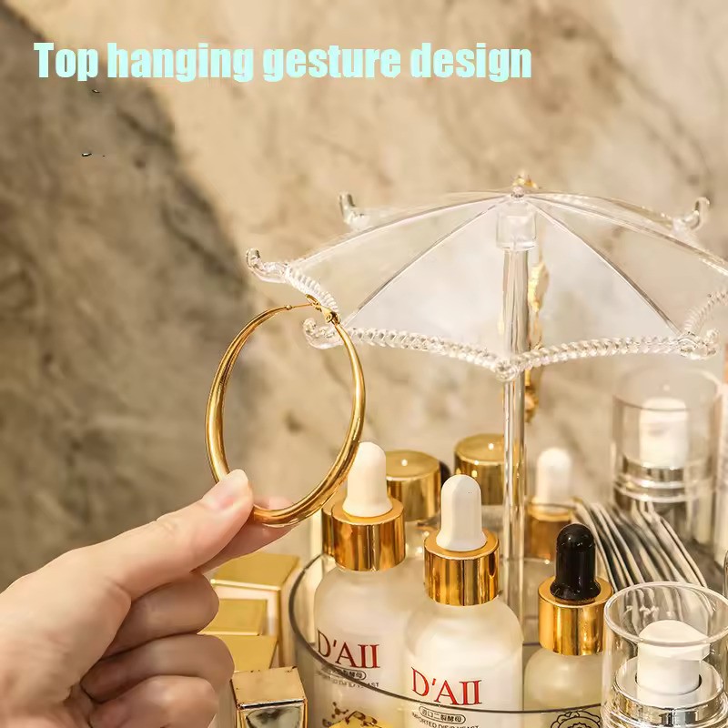 Luxury Makeup Organizers 360 Rotation Transparent Storage Box Storage Shelf Cosmetic Storage Box Bathroom Organizer Home Storage
