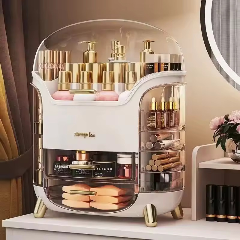 Desktop Cosmetics Storage Box with Lid Makeup Organiser Large Capacity Dust-proof Organizers Lipstick Jewelry Makeup Storage Box