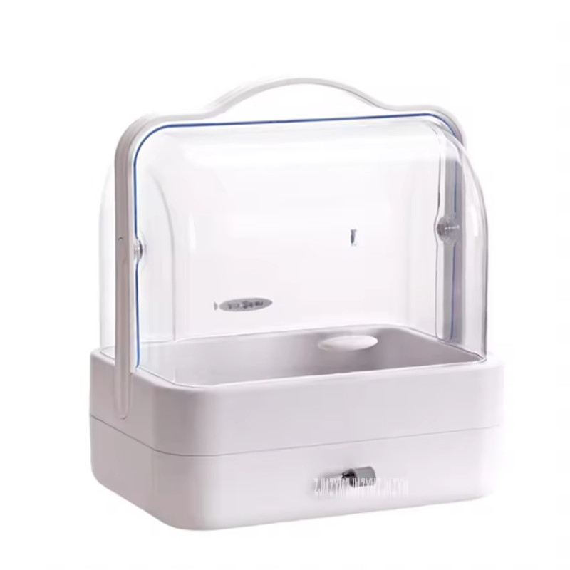 Hot Makeup Organizer Storage Box Dust-proof Desktop Drawer Jewelry Organizer Transparent Handle Skincare Storage Containers