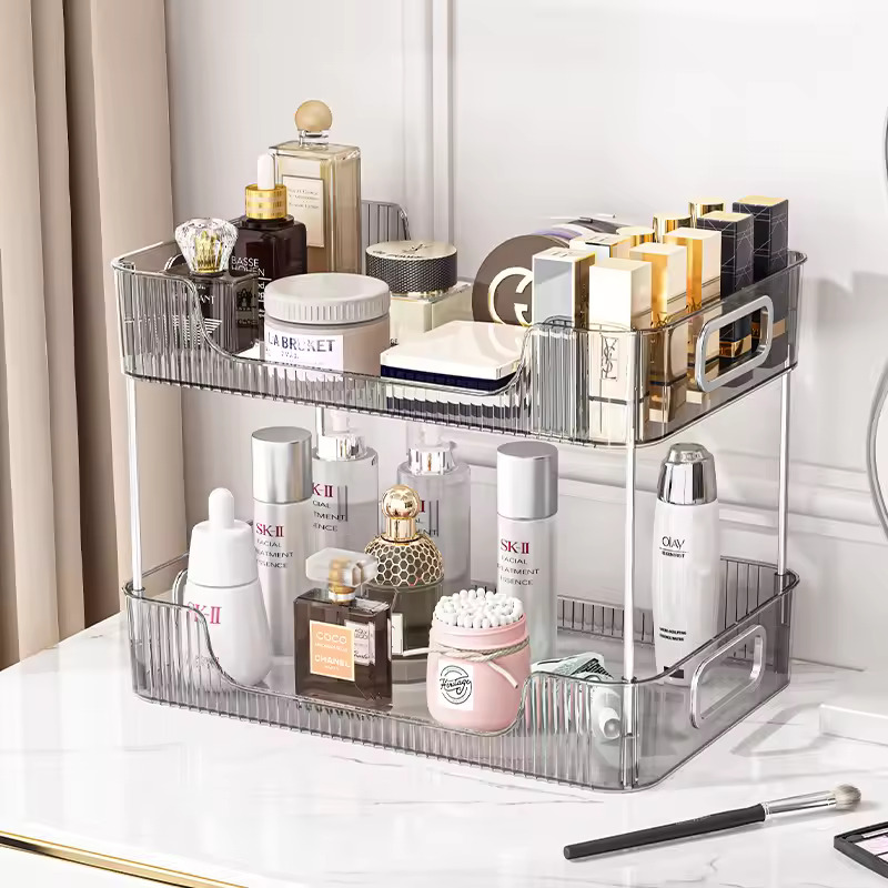 Acrylic Bathroom Organizer Shelf, Large Capacity Makeup Storage Rack, Skincare and Cosmetic Holder, Home Organizer Free