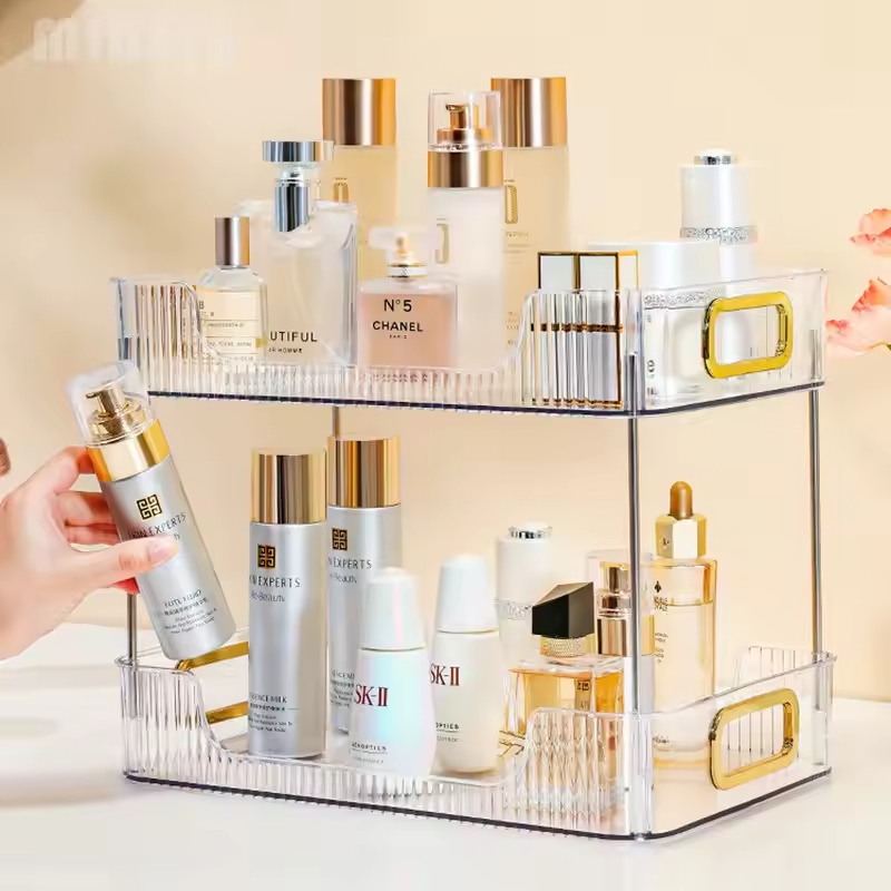 Acrylic Bathroom Organizer Shelf, Large Capacity Makeup Storage Rack, Skincare and Cosmetic Holder, Home Organizer Free