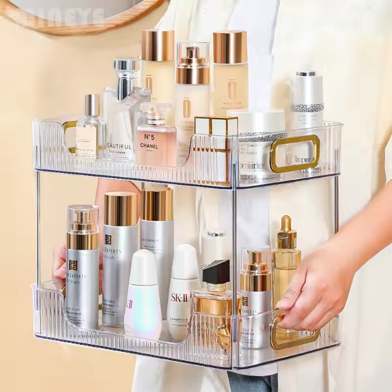 Acrylic Bathroom Organizer Shelf, Large Capacity Makeup Storage Rack, Skincare and Cosmetic Holder, Home Organizer Free