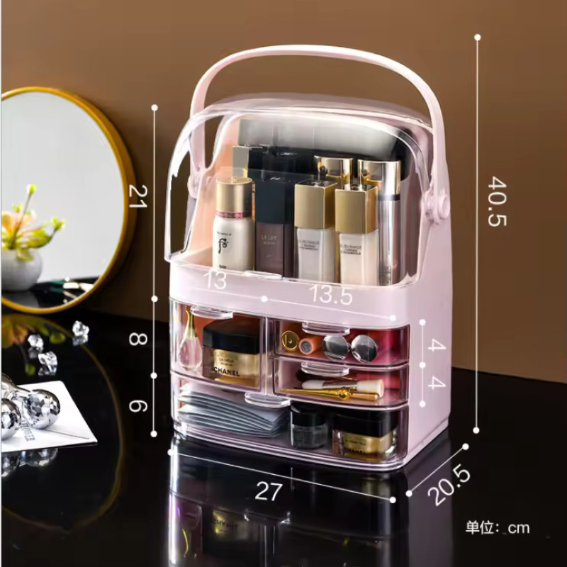Transparent Cosmetics Storage Box, Separated Makeup Organizer, Waterproof Desktop Skin Care Products Storage Case