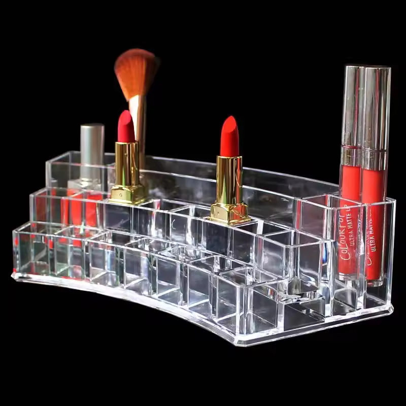 Acrylic transparent  lipstick and makeup organizer for vanity