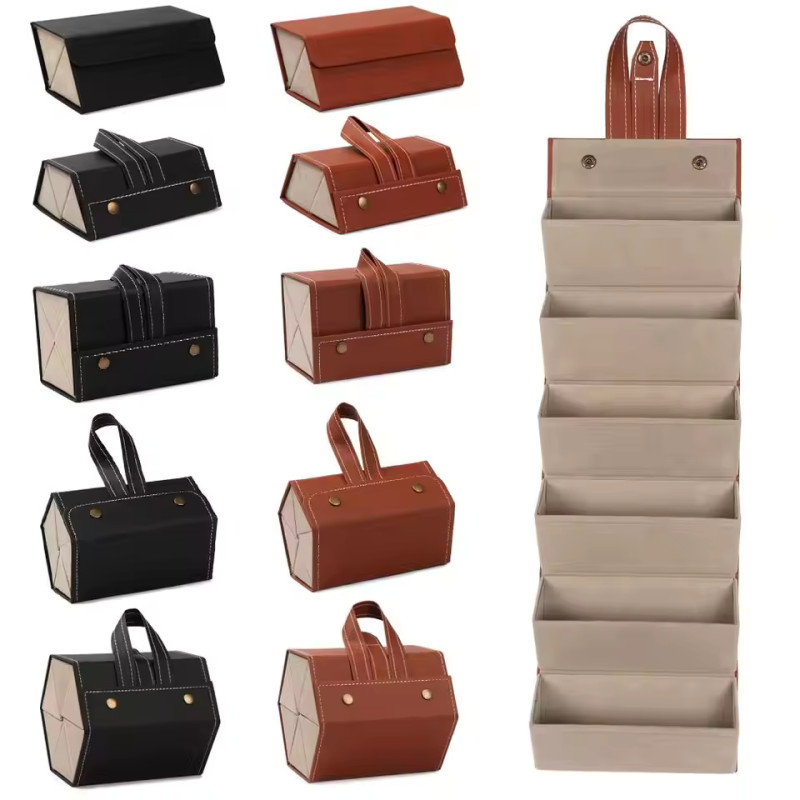 Portable Foldable Glasses Box 4/5 Multi-slot Eyeglass Storage Display Organizer Fashion PU Leather Travel Sunglasses Case