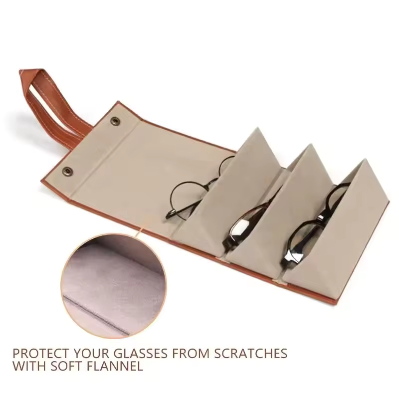 Portable Foldable Glasses Box 4/5 Multi-slot Eyeglass Storage Display Organizer Fashion PU Leather Travel Sunglasses Case
