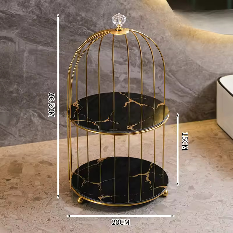 Single and Double Layer Metal Bird Cage Organizer for Makeup nd skin care products best for vanity counter top
