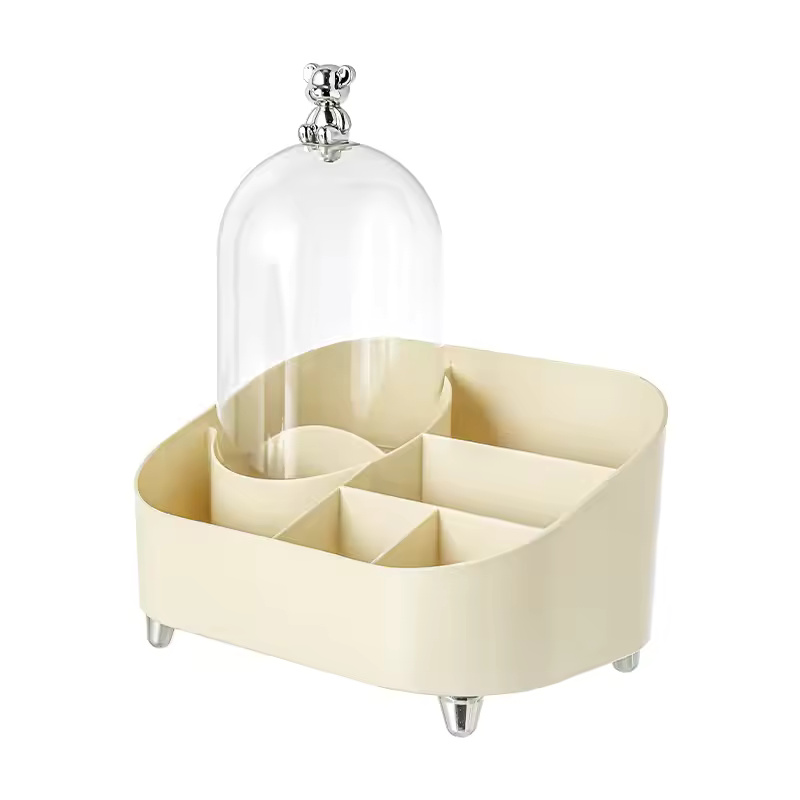 Desktop Cosmetic Organizer with compartments and lid