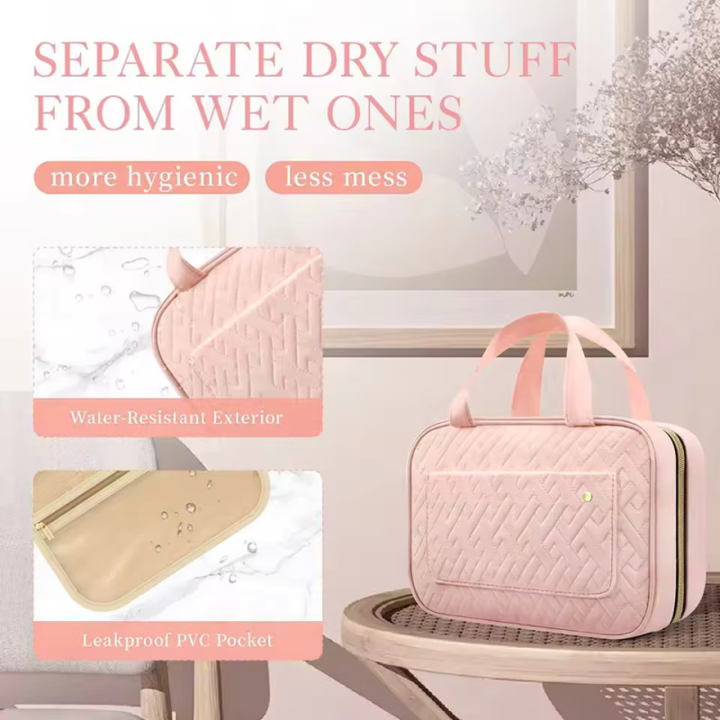 Multi-storage Compartment Design Travel Makeup Bag with Wet Dry Separation Capacity Cosmetic Organizer for Toiletries