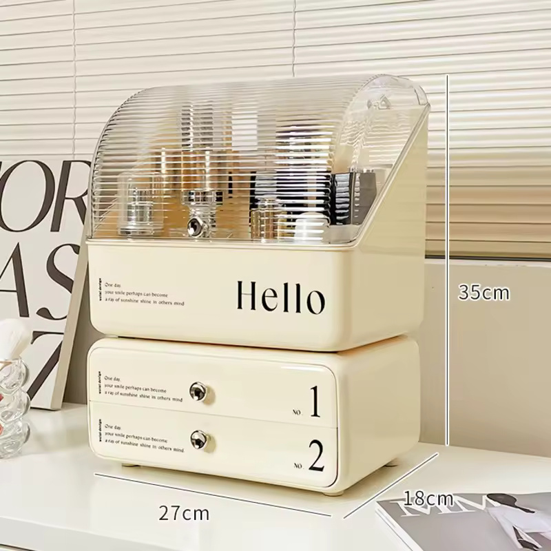 Cosmetic Organizer With 360 Rotating Makeup Brush Holder
