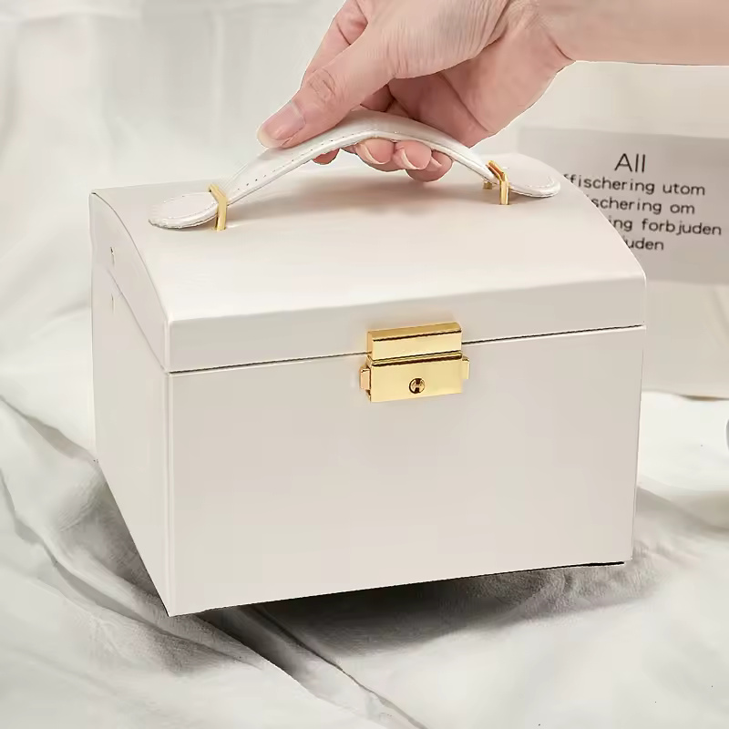 3 Layer Leather Jewellery Organizer With Mirror
