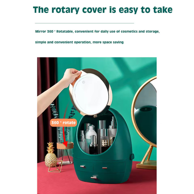 Egg Shape Skin Care Organizer With LED Mirror