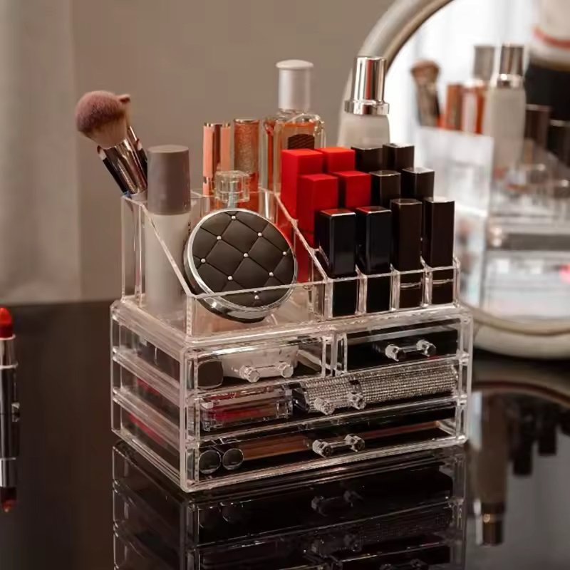 Acrylic Transparent Makeup Drawer Organizer Desktop Cosmetic Storage Box