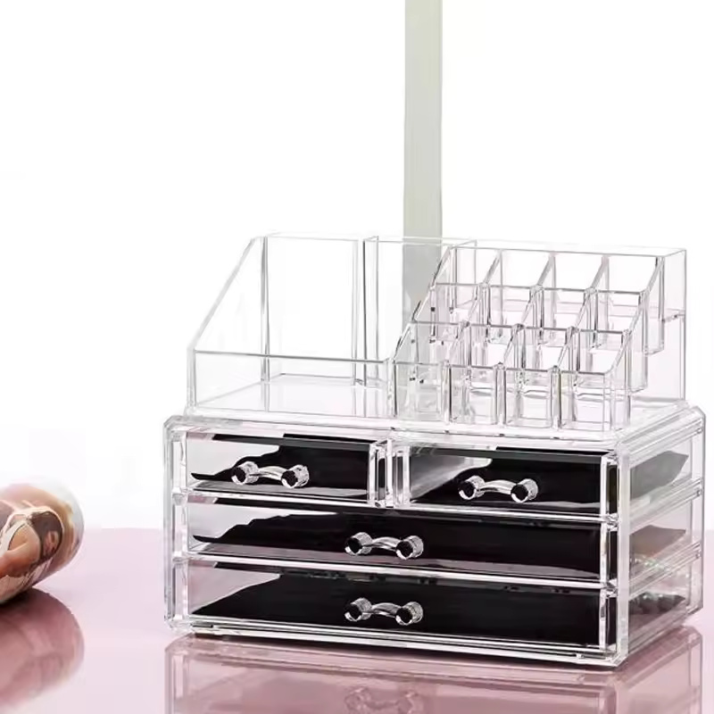 Acrylic Transparent Makeup Drawer Organizer Desktop Cosmetic Storage Box