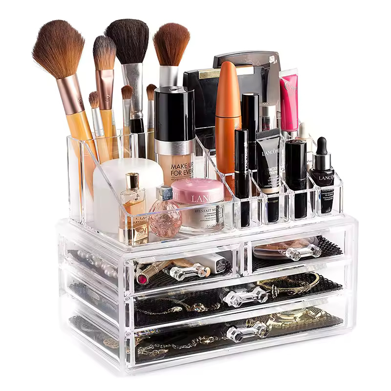 Acrylic Transparent Makeup Drawer Organizer Desktop Cosmetic Storage Box