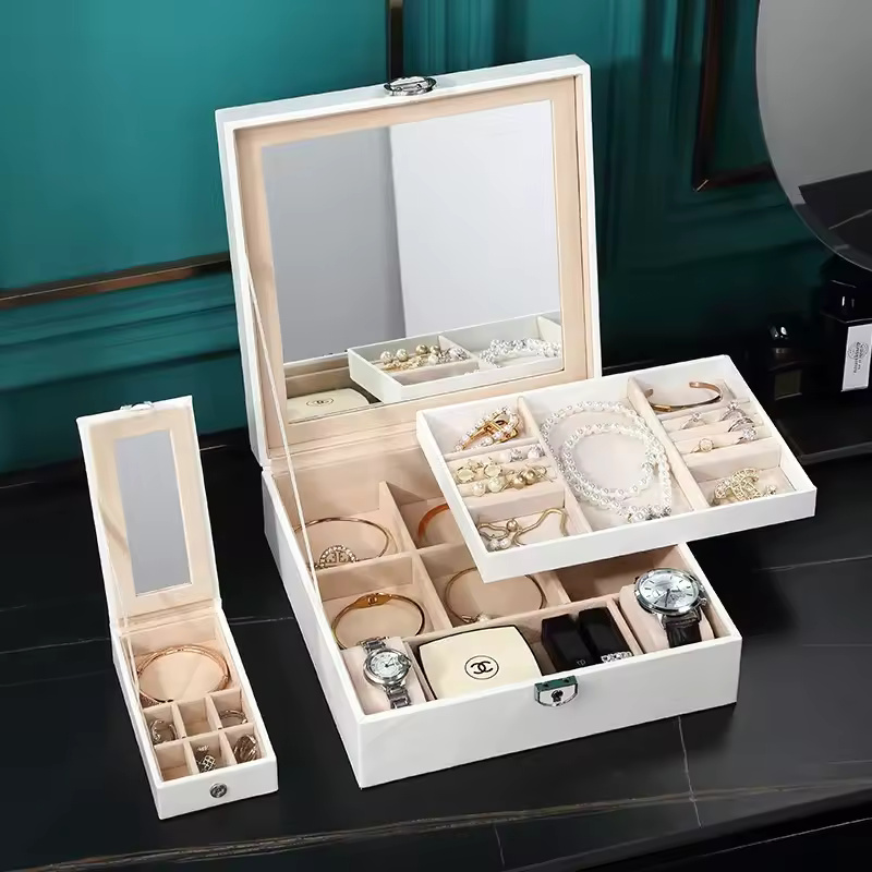 Luxury Leather Jewellery Organizer With Multi Compartments