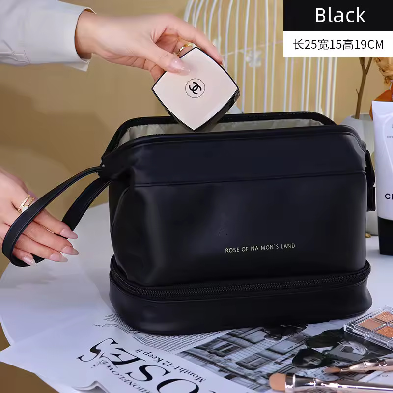 Double Layer Cosmetic Bag With Large Capacity