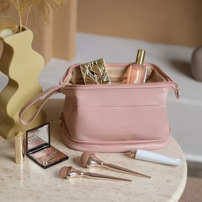 Double Layer Cosmetic Bag With Large Capacity
