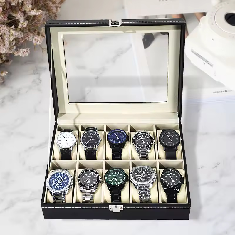 12 Grids Leather Storage Box For Watches