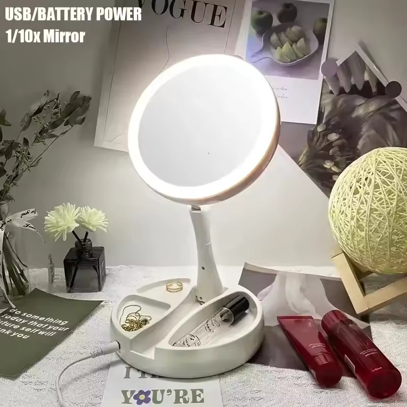 Portable Makeup Mirror Makeup Light With 10XMagnification