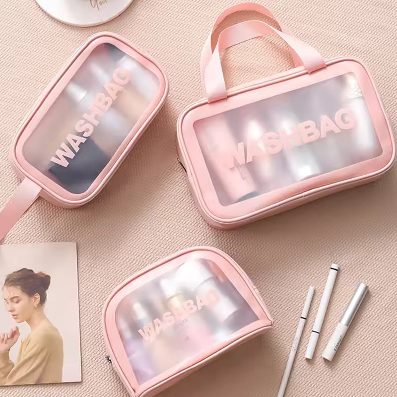 3PCS/SET PVC Waterproof Transparent Cosmetic Bag Wash Bath Storage Bag Travel Multi-function Storage Bag