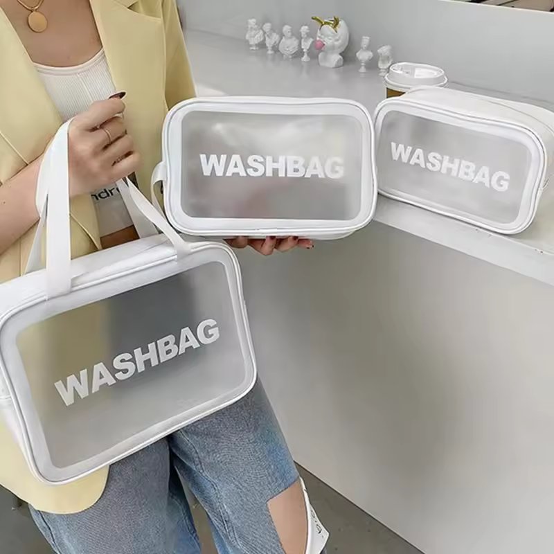3PCS/SET PVC Waterproof Transparent Cosmetic Bag Wash Bath Storage Bag Travel Multi-function Storage Bag