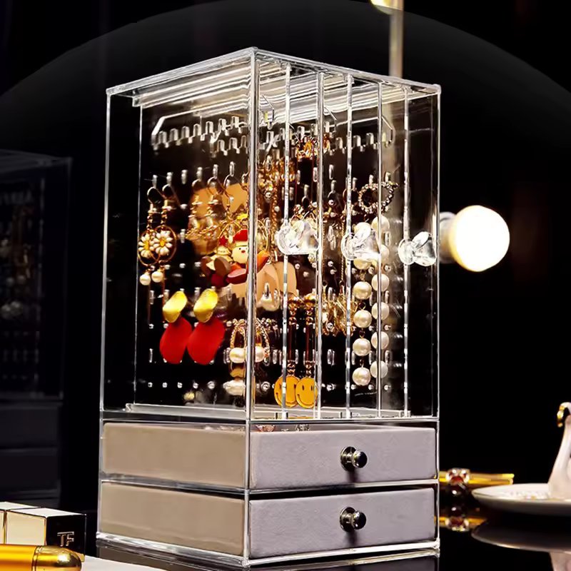 Transparent Jewellery Box With Hanging Storage And Drawers